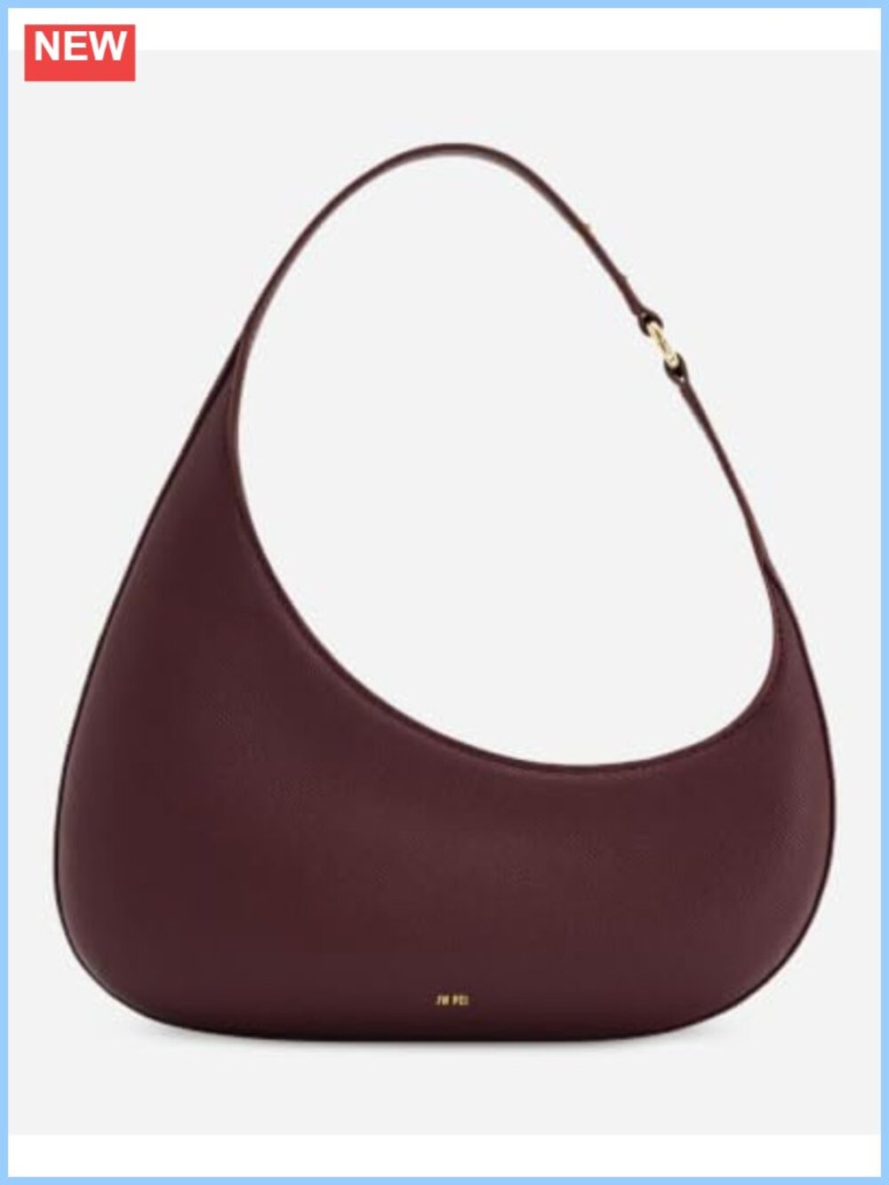 Vegan Leather Shoulder Bag with Fixed Strap and Interior Pocket